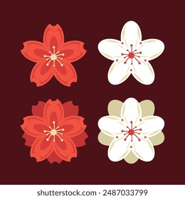 Ilustración vectorial de flores de cerezo