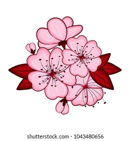 Cherry blossom flowers background. Sakura pink flowers background.