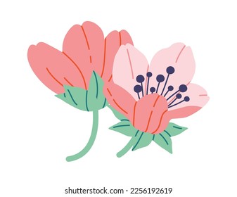 Cherry blossom flowers flat icon Spring tree. Vector illustration