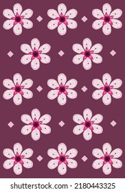 Cherry blossom flowers flat vector wallpaper. Cute cherry blossom flowers cartoon vector wallpaper for graphic design, illustration, and decorative element