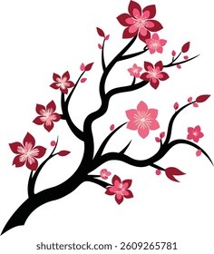 cherry blossom flowers isolated on white background. vector illustration
