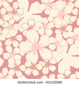 Cherry blossom flowers seamless vector pattern. Soft floral background.