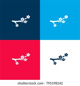 Cherry Blossom Four Color Material And Minimal Icon Logo Set In Red And Blue