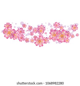 Cherry blossom frame or border isolated on white