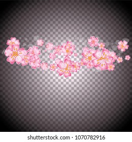 Cherry blossom frame or border on transparent background