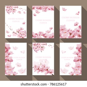 Cherry Blossom Frame And Border Vector. Floral Pattern Background For Card, Poster,  Template, Backdrop, Cover Page Design.