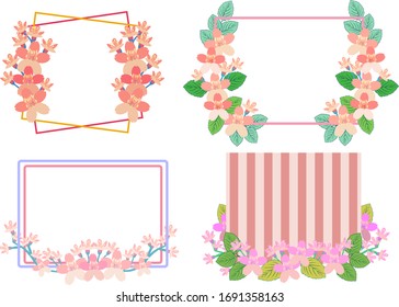 Cherry blossom frame illustration set