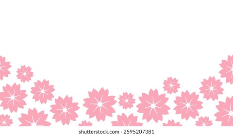 Cherry blossom frame. Pink cherry blossom flowers, spring brochure, transparent background. Elegant spring invitation card. Illustration design for advertising banner, spring sale, greeting card