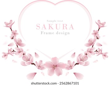 Cherry blossom frame series-01 | Realistic vector illustration of spring cherry blossoms("SAKURA" translation=cherry blossoms)