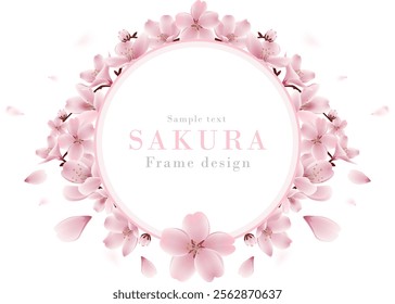 Cherry blossom frame series-03 | Realistic vector illustration of spring cherry blossoms("SAKURA" translation=cherry blossoms)