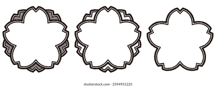 Cherry blossom frame stamp set (black)