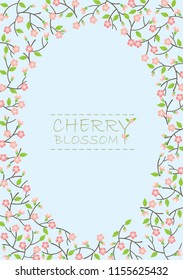 Cherry blossom frame vector for decoration.