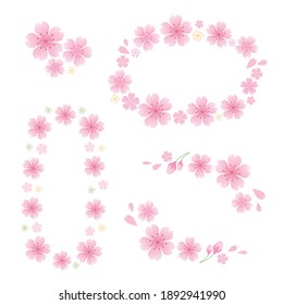 Cherry blossom frame vector illustration set