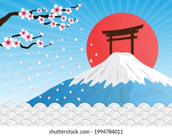 cherry blossom and fuji mountain