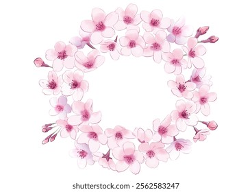 Cherry blossom garland. Hand-painted style flowers.