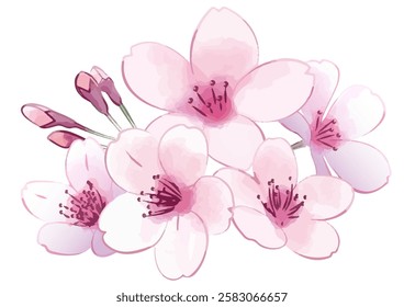Cherry blossom garland. Hand-painted style flowers.