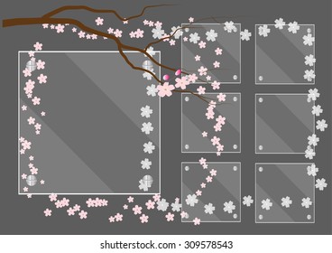 cherry blossom with glass frame ,Vector illustration