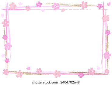 cherry blossom and glitter lines Rough frame, vector