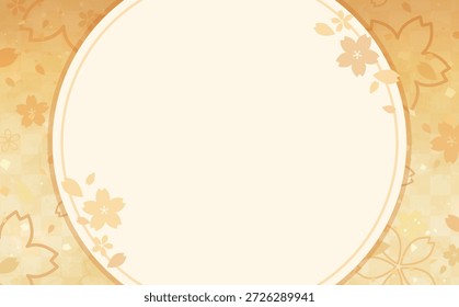 Flor de cerezo con fondo dorado y marco circular