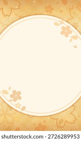 Flor de cerezo con fondo dorado y marco circular