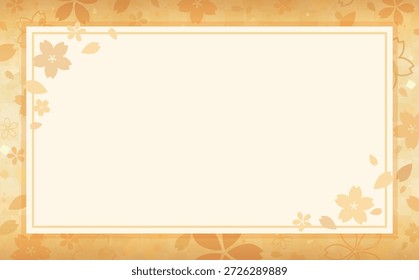 Flor de cerezo con fondo de oro y marco cuadrado