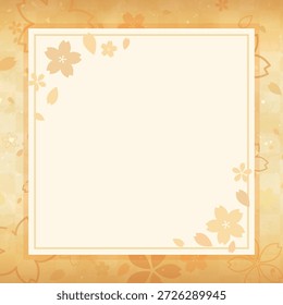 Flor de cereja com fundo de ouro e quadro quadrado