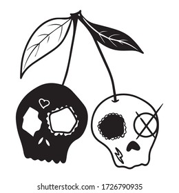 cherry blossom graphic design vector illustration, icon, logo, art sketch sketch, use in print, skull with patterns, draw with hand