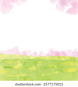 Cherry blossom and green watercolor background frame