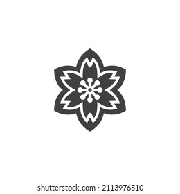 Cherry Blossom Icon Black and White Vector Graphic