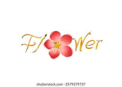 cherry blossom icon with flower text without background