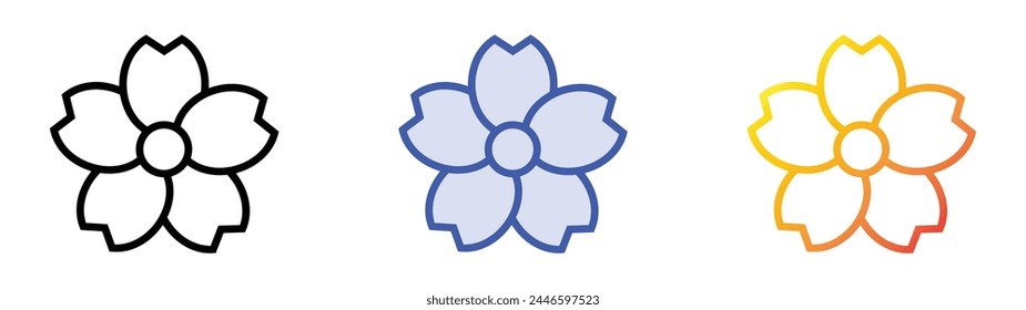 cherry blossom icon. Linear, Blue Fill and Gradient Style Design Isolated On White Background