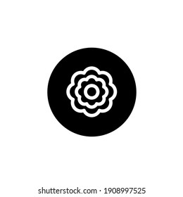 Cherry blossom icon in round black style. Vector