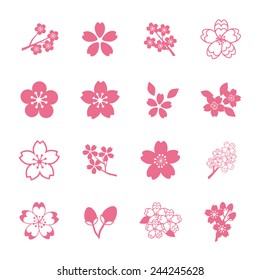 Cherry blossom icon set