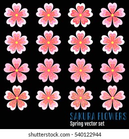 Cherry blossom icon set