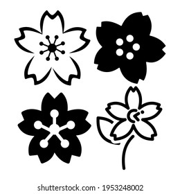 Cherry blossom icon set isolated vector illustration. High quality black style vector icons