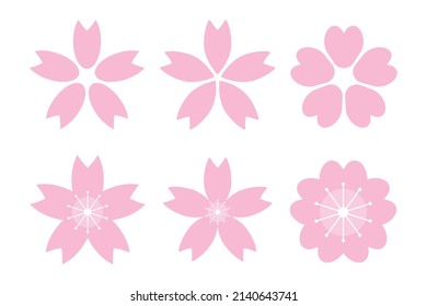 Cherry blossom icon set. Petals of spring season. Vector.