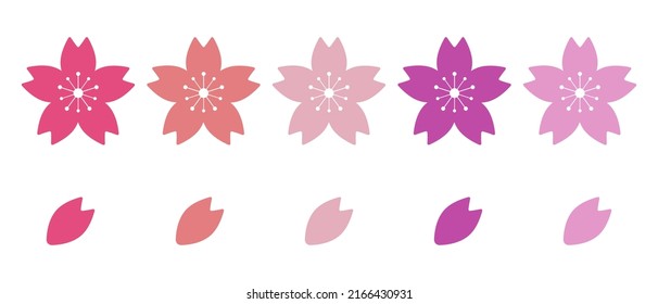 Cherry blossom icon set. Petals and cherry blossoms. Vector.