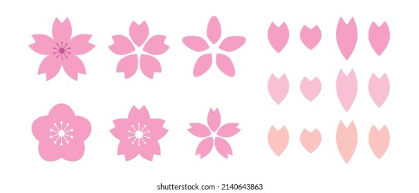 Cherry blossom icon set. Vector.