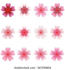 Cherry blossom icon set Vector Art, Stock Vector
