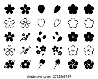 Ícone de flor de cereja ilustração set_vetor