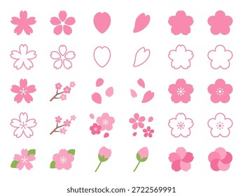 Icono de flor de cerezo set_Ilustración vectorial