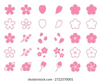 Ícone de flor de cereja ilustração set_vetor