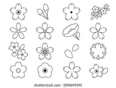 Cherry blossom icon vector illustration set