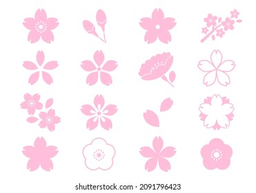 Cherry blossom icon vector illustration set