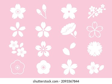 Conjunto de ilustraciones vectoriales de iconos de cerezo