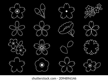 Cherry blossom icon vector illustration set