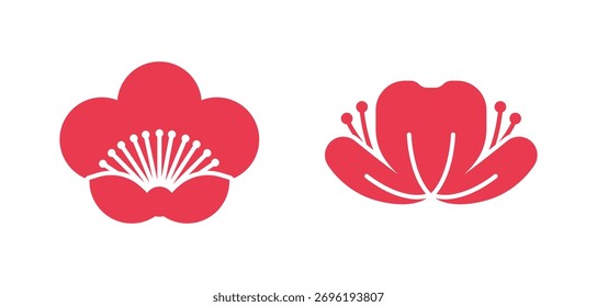 Cherry blossom icons vector on white background