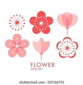 Cherry blossom iIcon set. Sakura vector