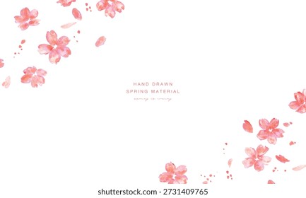 
Kirschblütengrafik. Frühling Hintergrund mit Aquarell Kirschblüten. Kirschblüten, Vektorgrafik. Frühling Kirschblüte Rahmen.