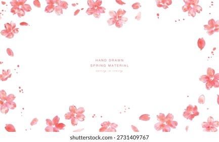 
Ilustración de flor de cerezo. Fondo de primavera con flores de cerezo de acuarela. Ilustración vectorial de flor de cerezo. Marco de flor de cerezo de primavera.